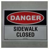 2 Danger Sidewalk Closed Safety Signs