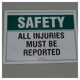 8 Safety All Injuries Must Be Reported Signs