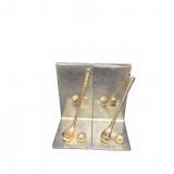 Golf Club & Ball Metal Bookends