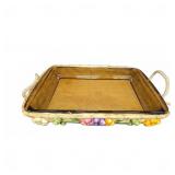 Amber Glass Baking Dish in Wicker Basket