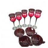 Ruby Red Cordial Glasses & Cups Assortment