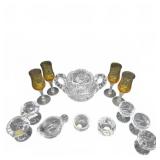 Miniature Glassware Assortment With Amber Stems