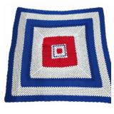 Red, White & Blue Crochet Afghan Blanket 44x44