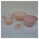 Depression Glass Sugar Bowl, Frosted & Pink Pieces