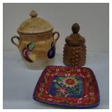 Decorative Ceramic Jars & Floral Plate Assortment