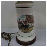Ceramic Fox Hunt Table Lamp With Blue Shade