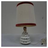 Ceramic Lady Figural Table Lamp with Shade Damage