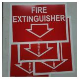 Fire Extinguisher Signs, Red & White, Set of 4
