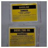 Diesel Fuel Oil & Gasoline Warning Stickers Set