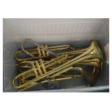 2 Tubs of Trumpet Parts & 1 Box of Misc. Mouthpiec