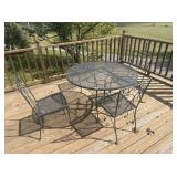 WROUGHT IRON TABLE AND CHAIRS
