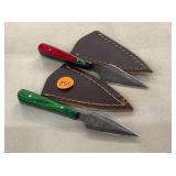 (2) DAMASCUS KNIVES & SHEATHS