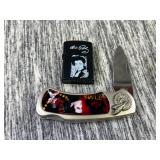 Elvis Knife and Lighter in Tin