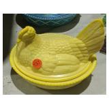 YELLOW HEN ON NEST