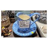 SPECKELED PITCHER AND BOWL