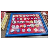 VINTAGE FRAMED CAMPAIGN BUTTONS