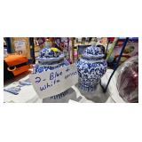BLUE AND WHITE URNS