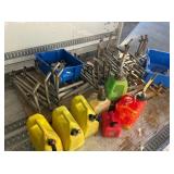 LOT OF FUEL CANS, LOCK BARS