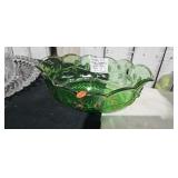 ANTIQUE GREEN GLASS BOWL