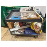 METAL ROLLING CART WITH CONTENTS