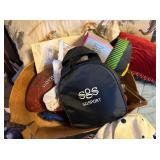 BOX OF GOLF DISCS FOOTBALL AND MISC