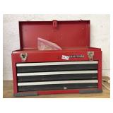 CRAFTSMAN TOOL BOX WITH DRILL BITS AND OTHER ITEMS
