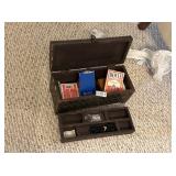 VINTAGE WOODEN BOX WITH PLAYING CARDS