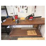 WOODEN WORK TABLE AND VISE 72”X30”X34”