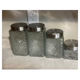 (4) GLASS ROOSTER CANISTERS