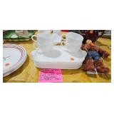 HAZEL ATLAS MILKGLASS SNACK SET VINTAGE