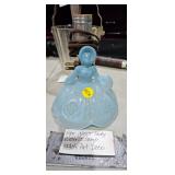 BLUE GLASS LADY ELECTRIC LAMP