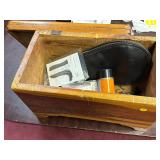 WOOD BOX OF GUN ACCESSORIES
