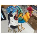 TWO METAL CHICKEN FIGURES