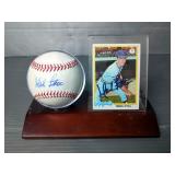 Mark Littell And Brady Singer Autographed Kansas City Royals Baseball And Baseball Card Display Sets