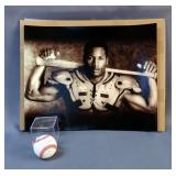Bo Jackson Autographed Baseball With Ace Vintage Authentication Sticker, In Display Case, And Bo Jac