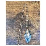 STONE & GOLD LEAF ARROW HEAD NECKLACE