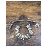 SILVER TONE NECKLACE & 2 BRACELETS