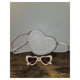 HEART PURSE AND SUN GLASSES