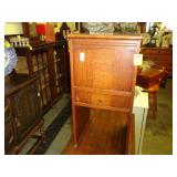 Lift top, oak, side table with drawer