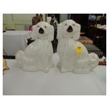 Large pair of white Staffordshire dogs, ca. 1880