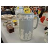 Green Wedgwood pitcher with classical decoration