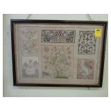 Framed needlework sampler