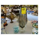 MCM crystal vase, along with a small blue Art