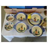Seven pieces of Quimper pottery