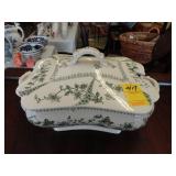 Green and white, Victorian, ironstone lidded
