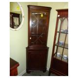 Petite, mahogany, corner cabinet