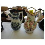Two 19th Century, flora, ironstone pitchers, ca.