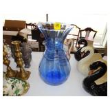 Large, cobalt blue, glass vase