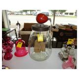 Large, old, glass, butter churn
