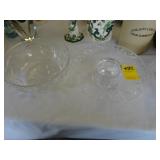 Cut crystal bowl and flower frog vase